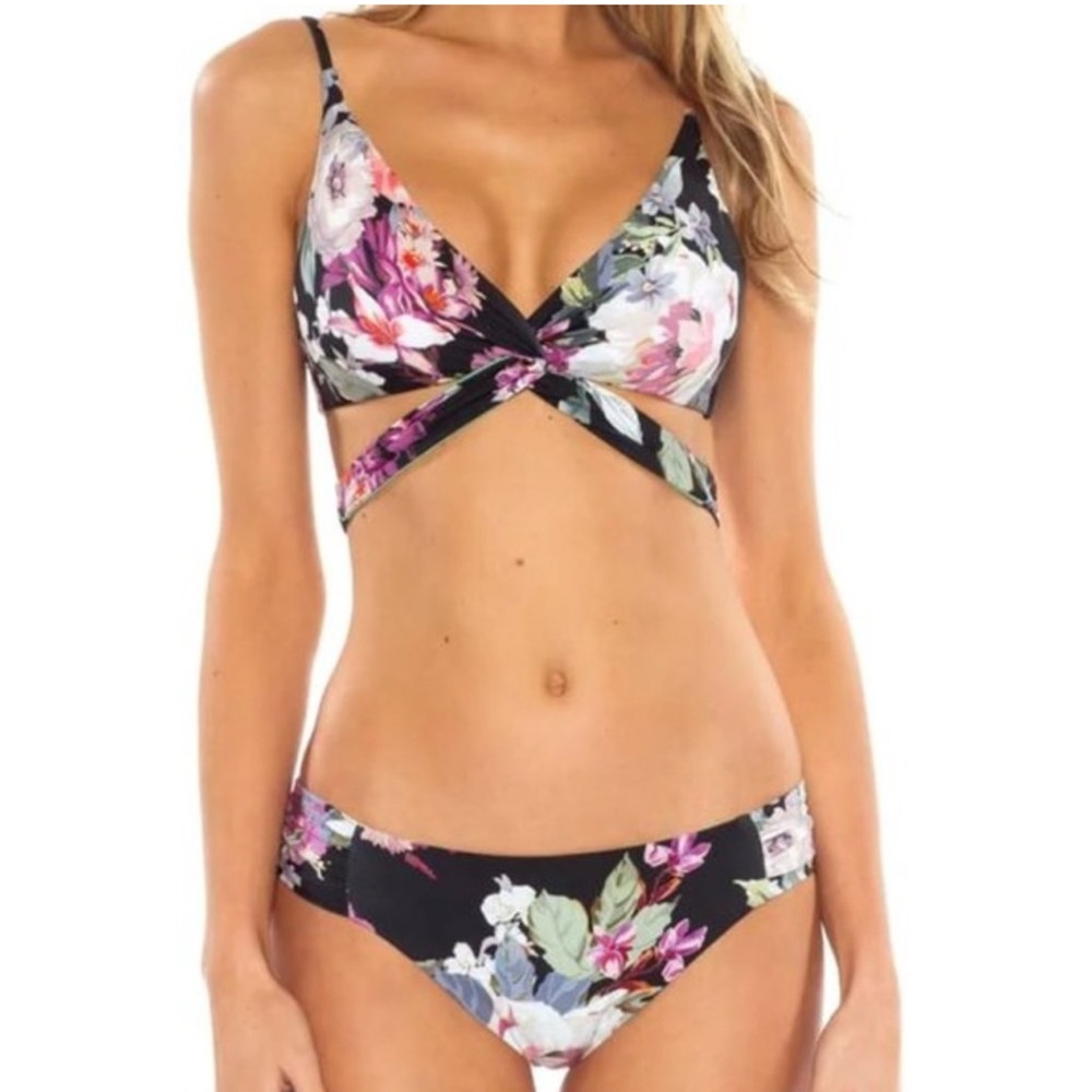 BECCA Black and Pink Bikini Adjustable Straps